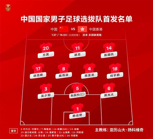b体育入口-国足VS中国香港:朱辰杰领衔 徐浩峰蒋圣龙首发